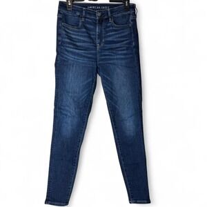 American Eagle Women High Waisted Dark Wash Skinny Jeans Next Level Stretch Sz 8